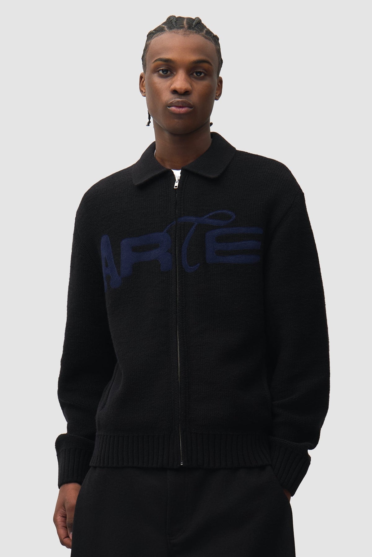 Arte Antwerp Stencil Zip Cardigan Black