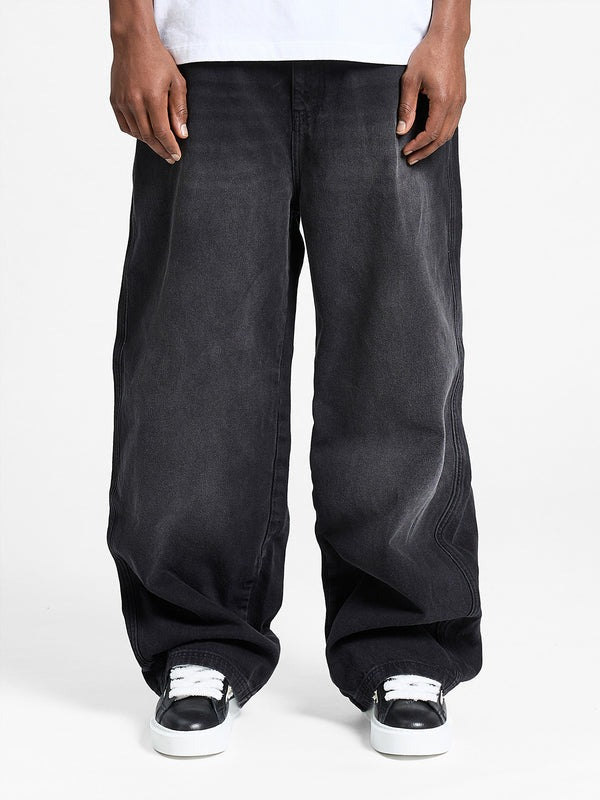 Reternity Essential Jeans Baggy Nero Delavé