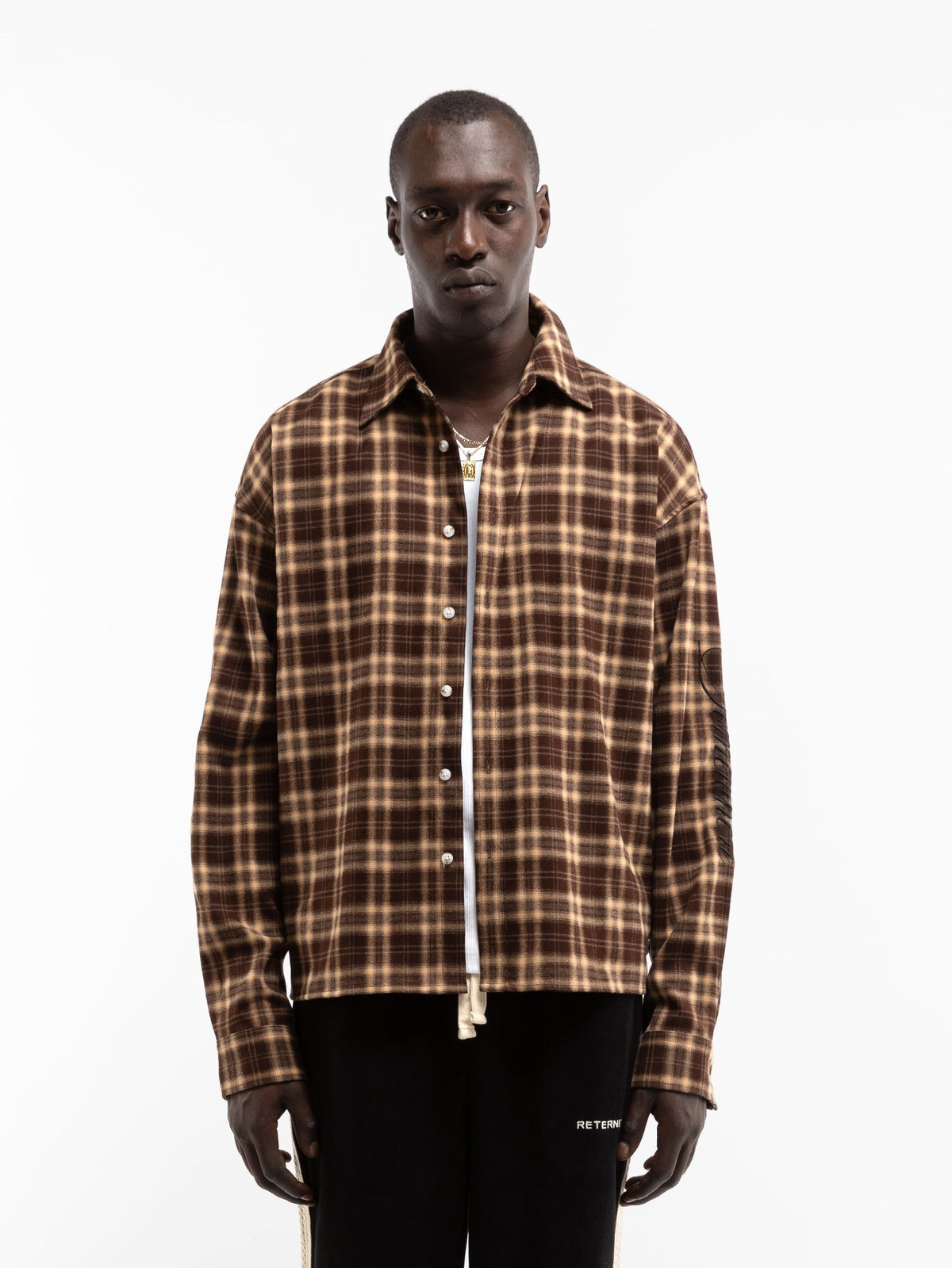 Reternity Somewhere Somehow Flannel Shirt Brown