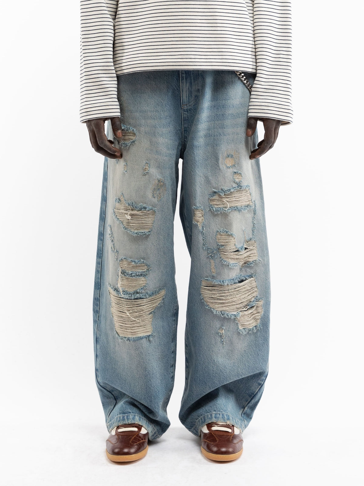 Reternity Distressed Baggy Denim Washed Blue