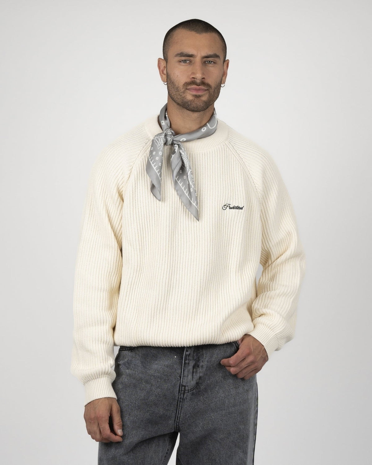 Prohibited Campus Knit Sweater Cream