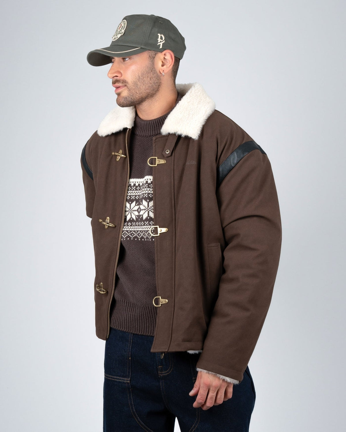 Prohibited Varsity Duffle Jacket Brown