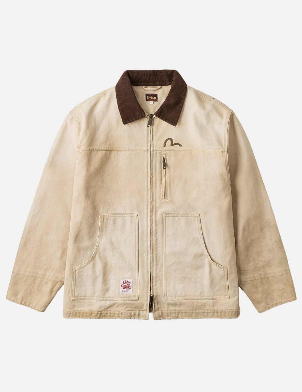 Evisu Seagull Multi Pocket Vintage Canvas Coverall Jacket Beige