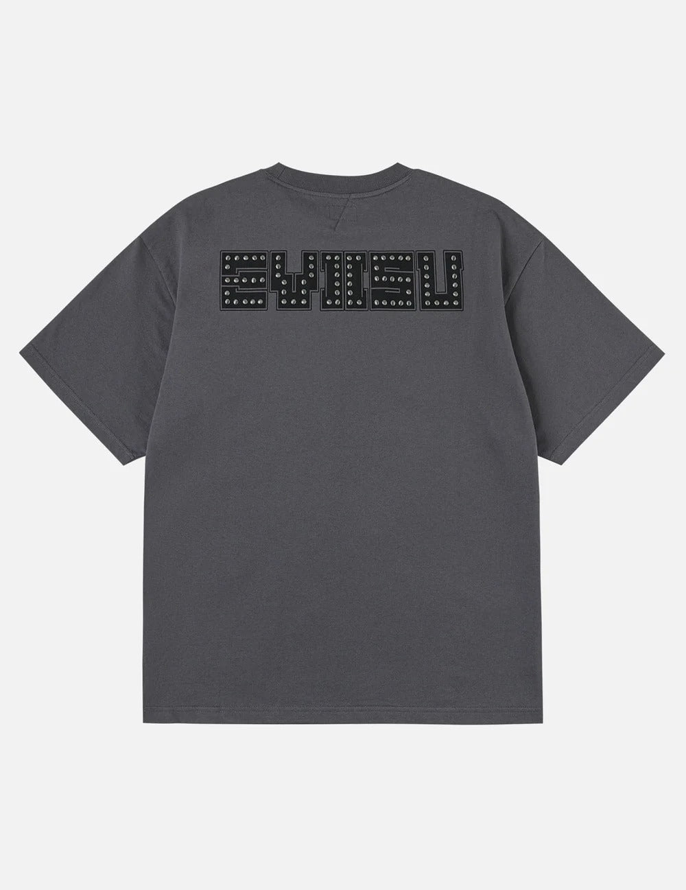 T-shirt Evisu con Stampa Gabbiano e Borchie Metalliche Carbone