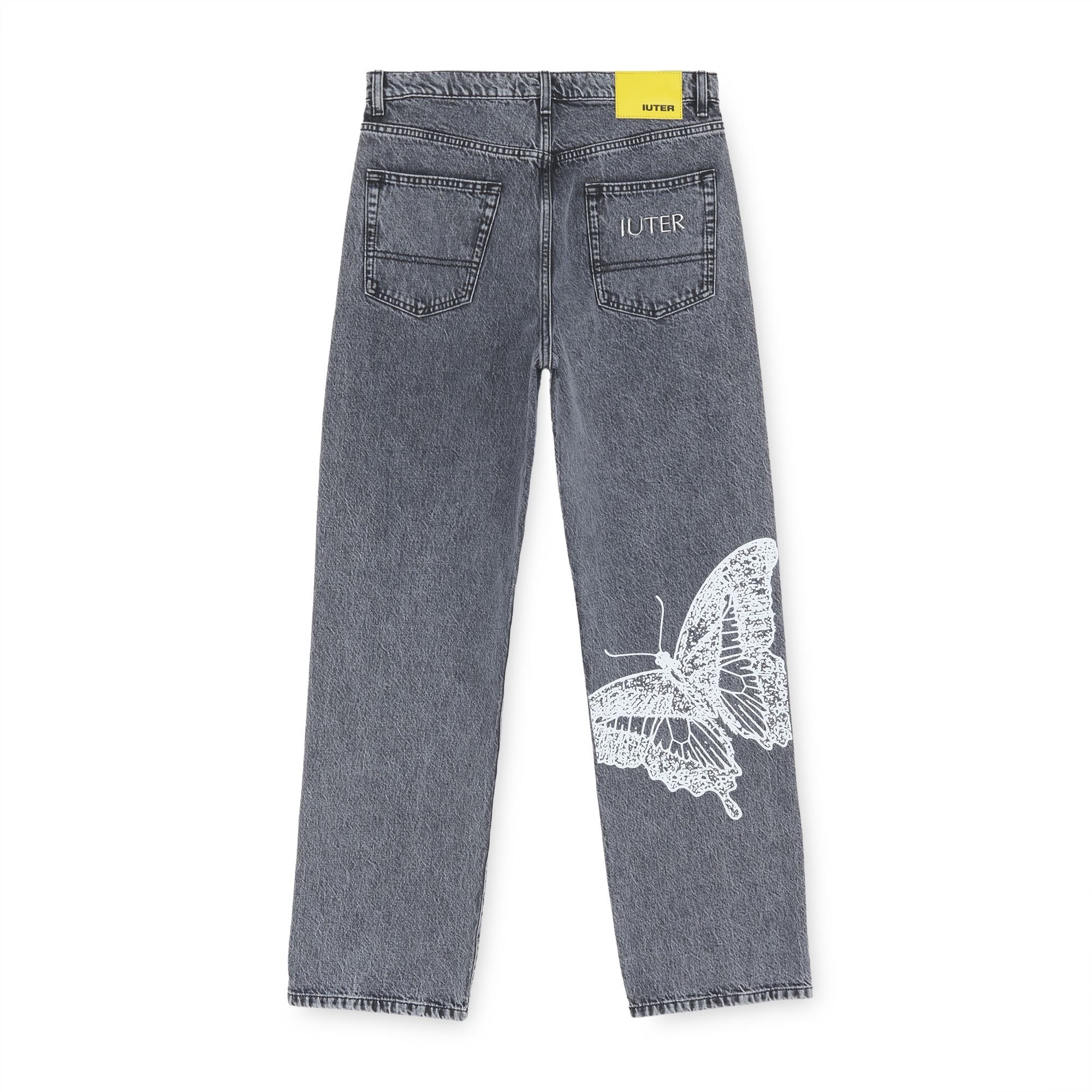 Iuter Butterfly Loose Denim Pants Greybleach