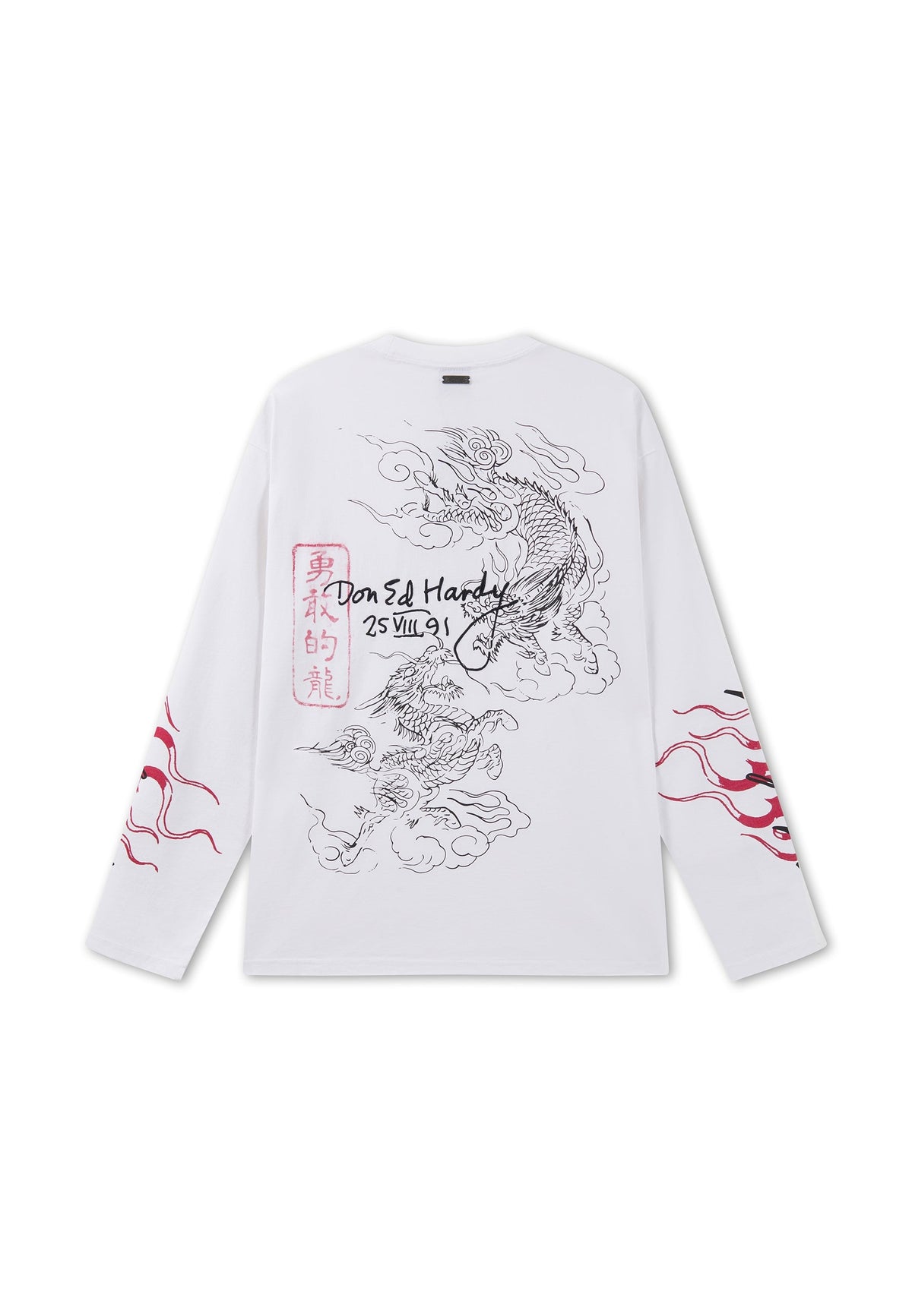 Ed Hardy Flying Twin Dragon Ls Tee White