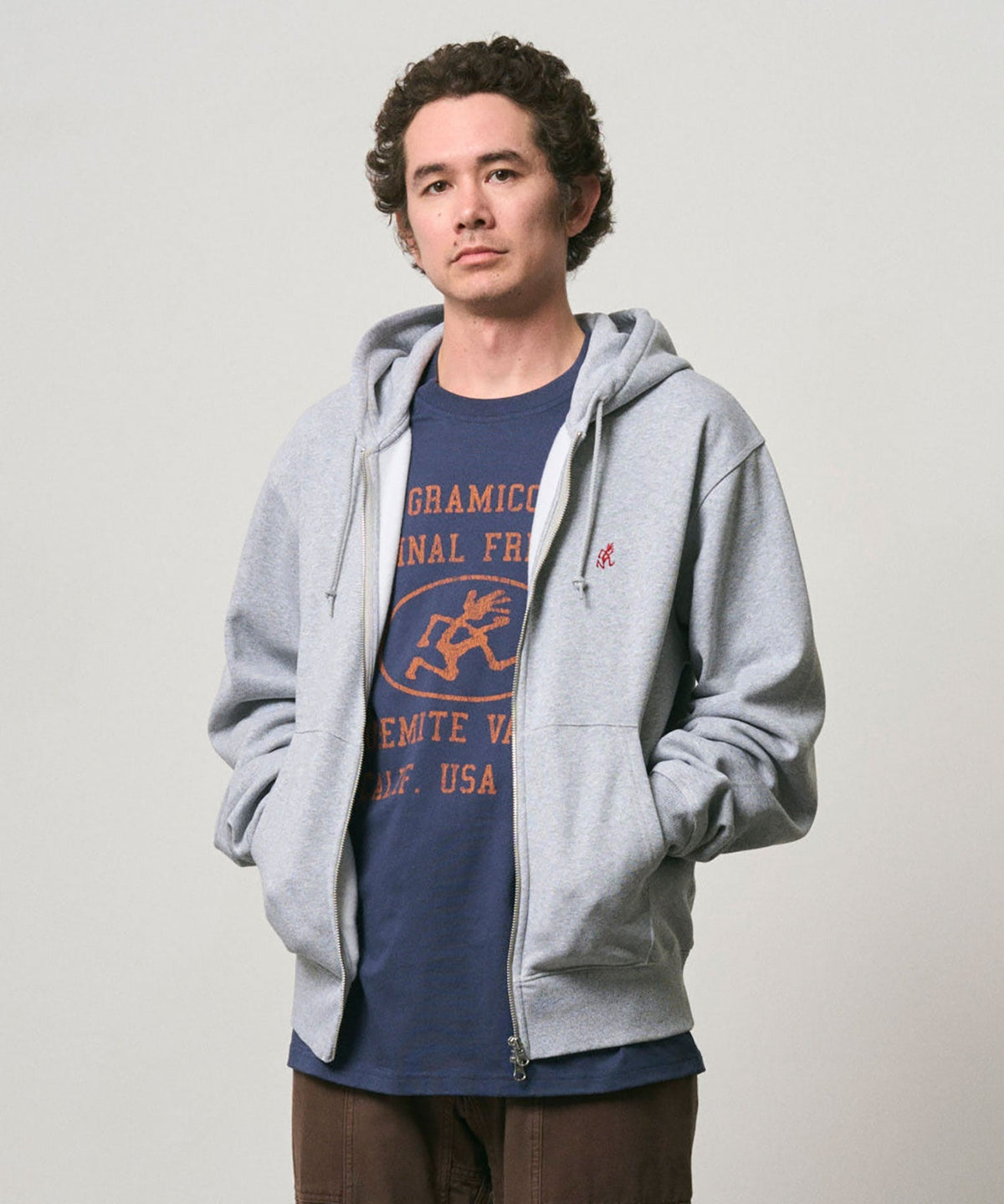 Gramicci One Point Zip Hooded Sweatshirt Grey Heather