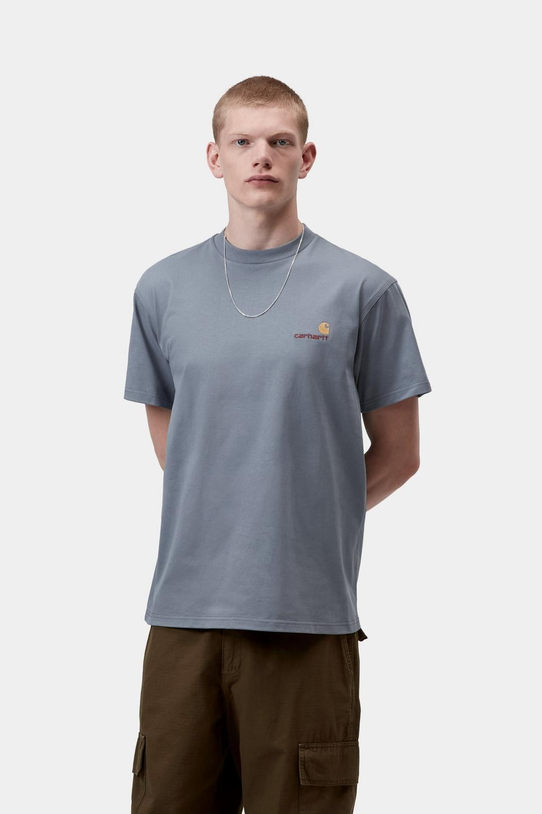 Carhartt Wip Ss American Script Tee Shady Blue