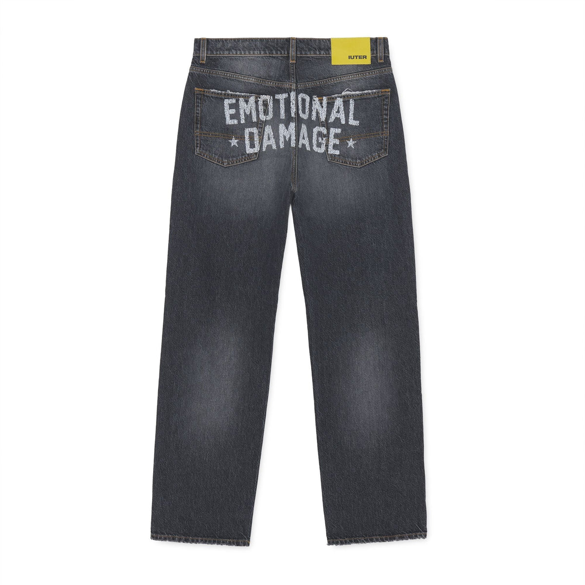 Iuter Damage Loose Denim Pants Charcoal