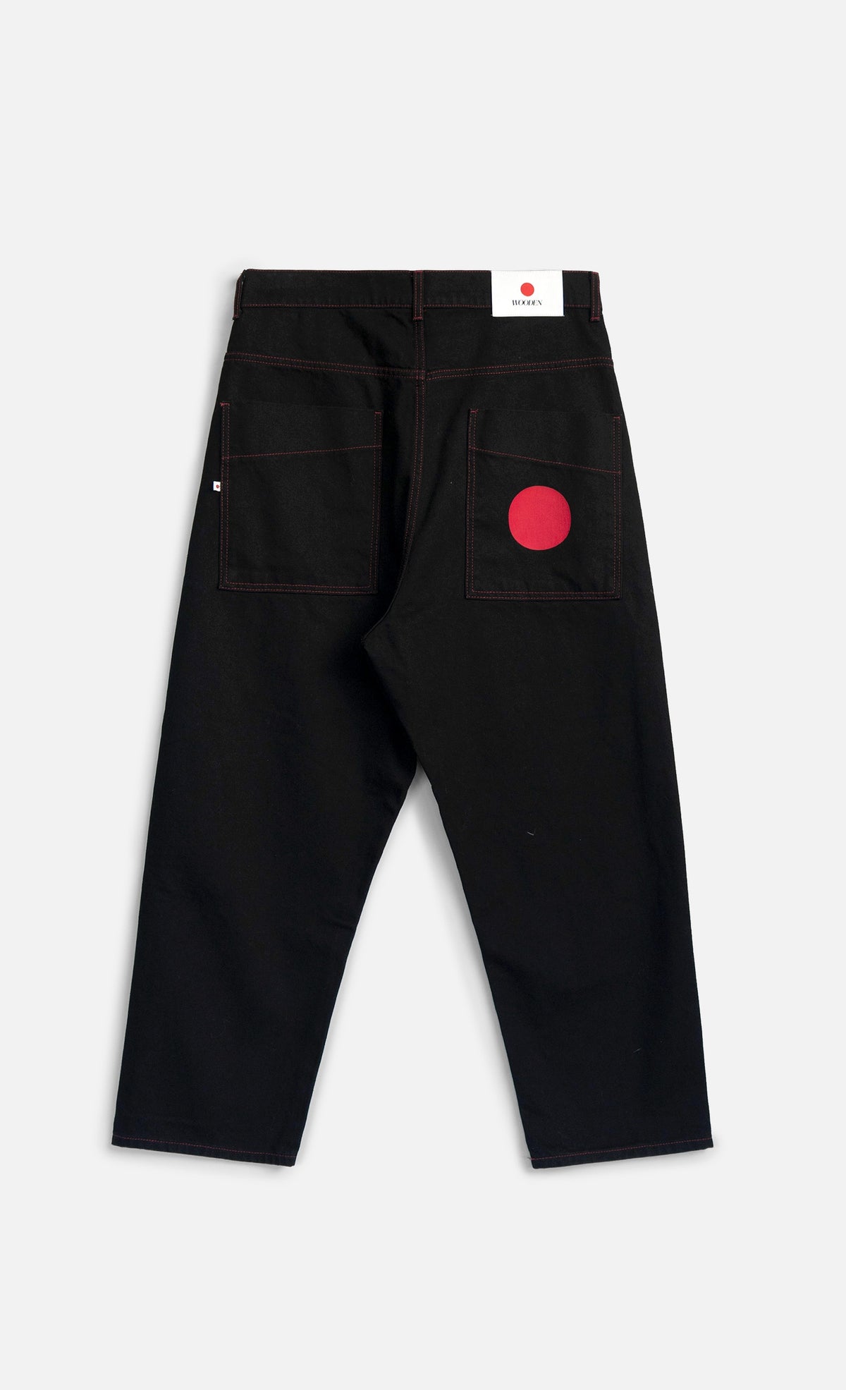 Wooden Japan Square Pocket Red Circle Black