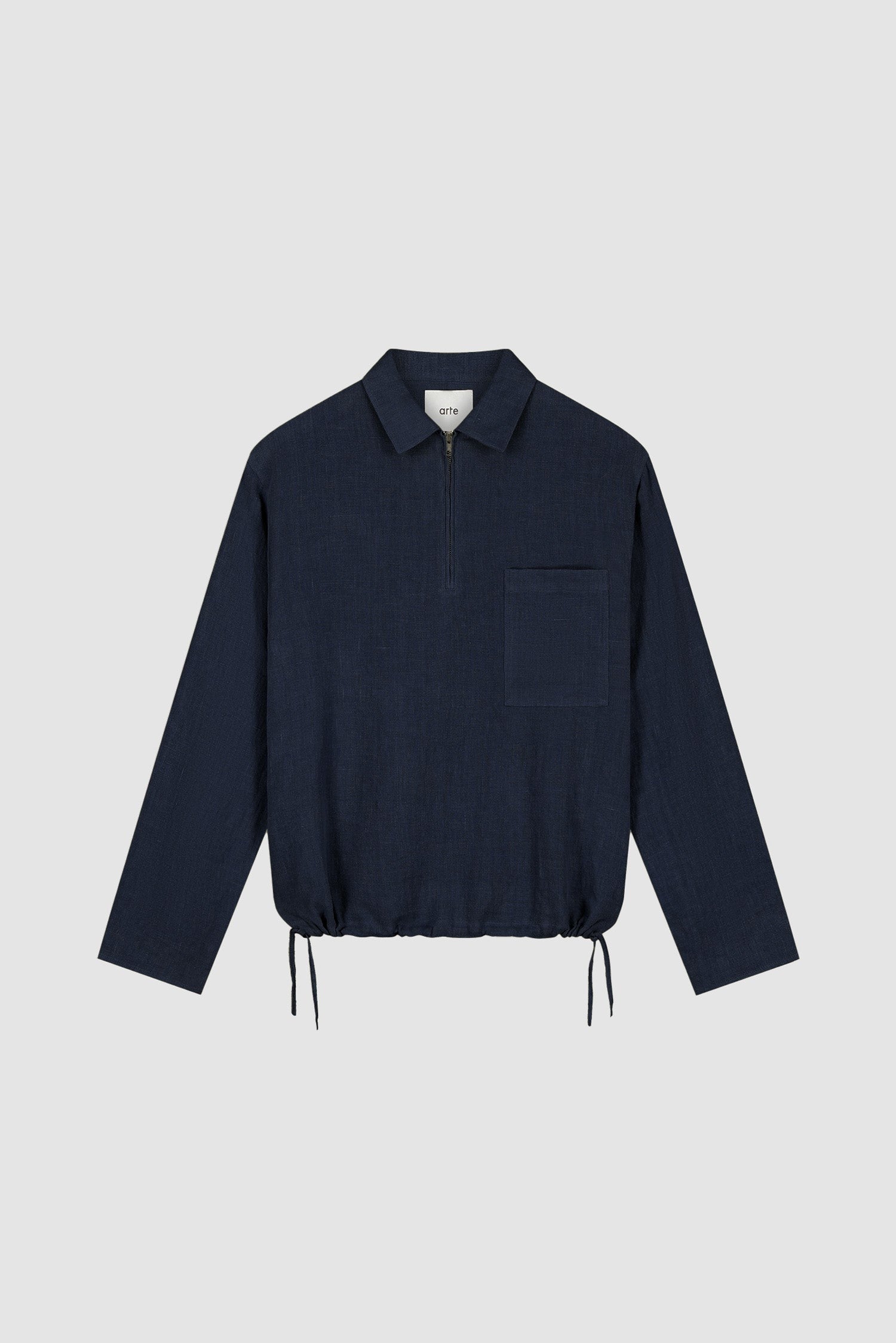 Arte Linen Quarter Zip Pullover Navy