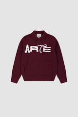 Arte Antwerp Stencil Zip Cardigan Bordeaux