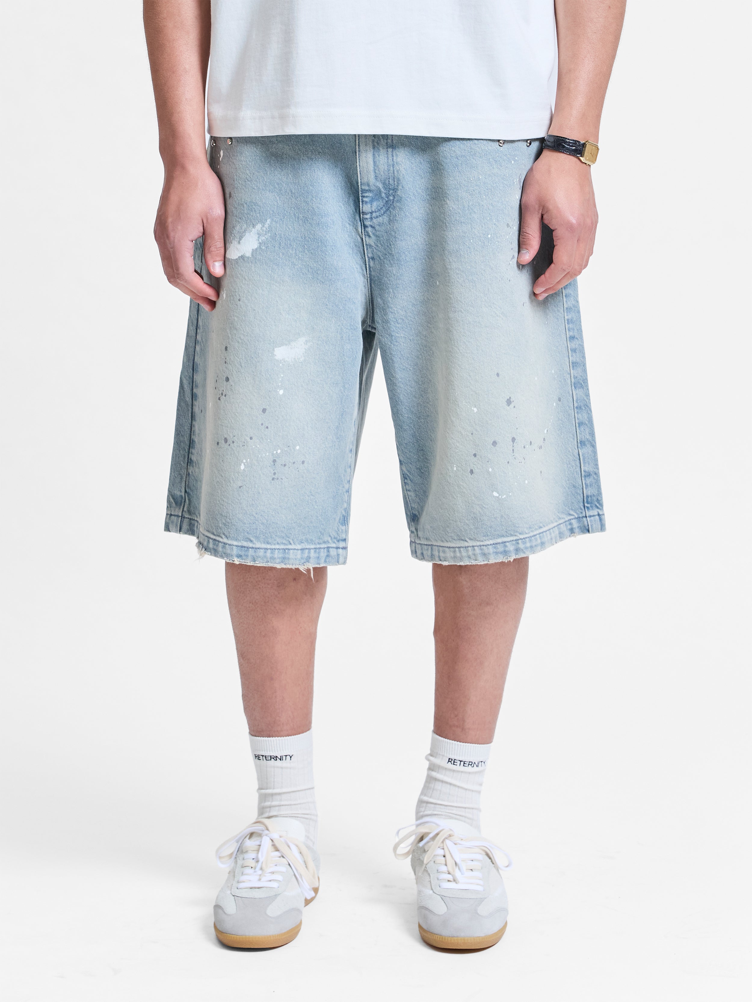 Jorts borchiati Reternity azzurri