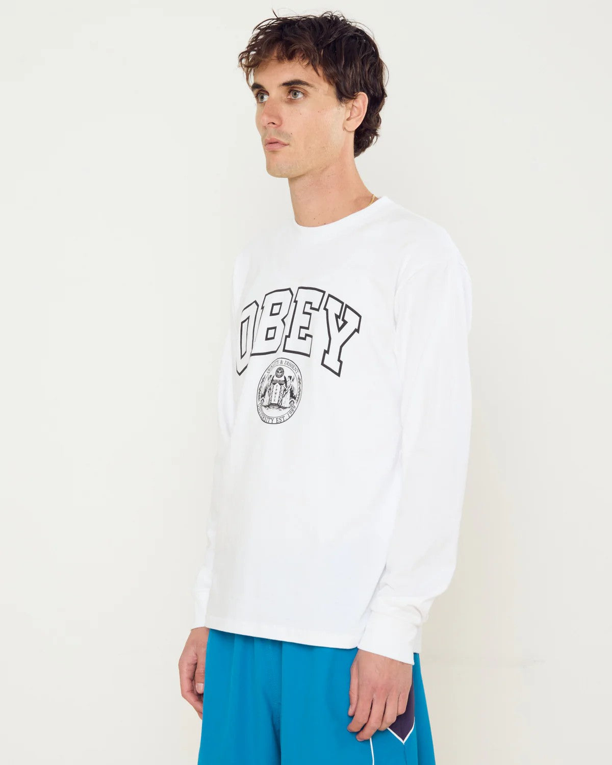 Obey University Classic Ls Tee White