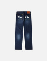 Evisu Ecru Brushstoke Seagull Print Regular Fit Jeans Indigo