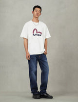 Evisu Ecru Brushstoke Seagull Print Regular Fit Jeans Indigo