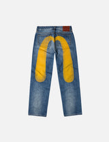 Evisu Yellow Daicock Print Regular Fit Jeans Indigo