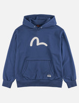 Evisu Seagull Print Relax Fit Hoodie Blue