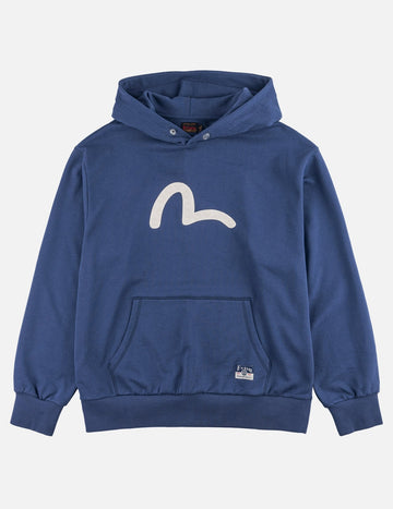 Evisu Seagull Print Relax Fit Hoodie Blue