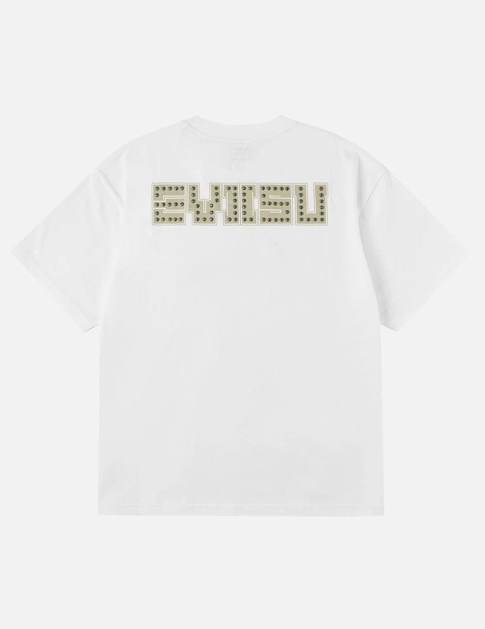 Evisu T-shirt con Stampa Gabbiano e Borchie Metalliche Bianco Sporco