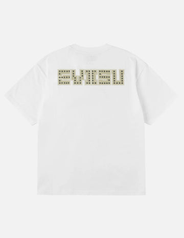 Evisu T-shirt con Stampa Gabbiano e Borchie Metalliche Bianco Sporco