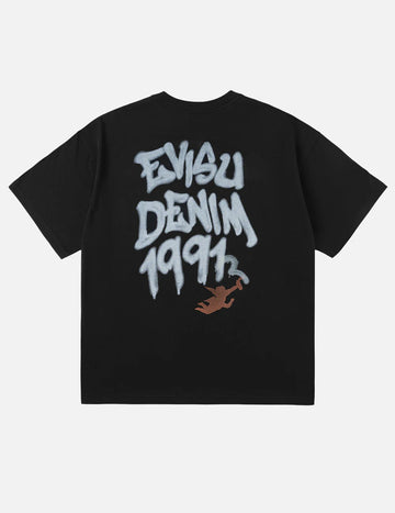 Evisu Angel Graffiti Slogan T-shirt Nera