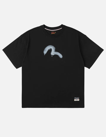 Evisu Angel Graffiti Slogan T-shirt Nera