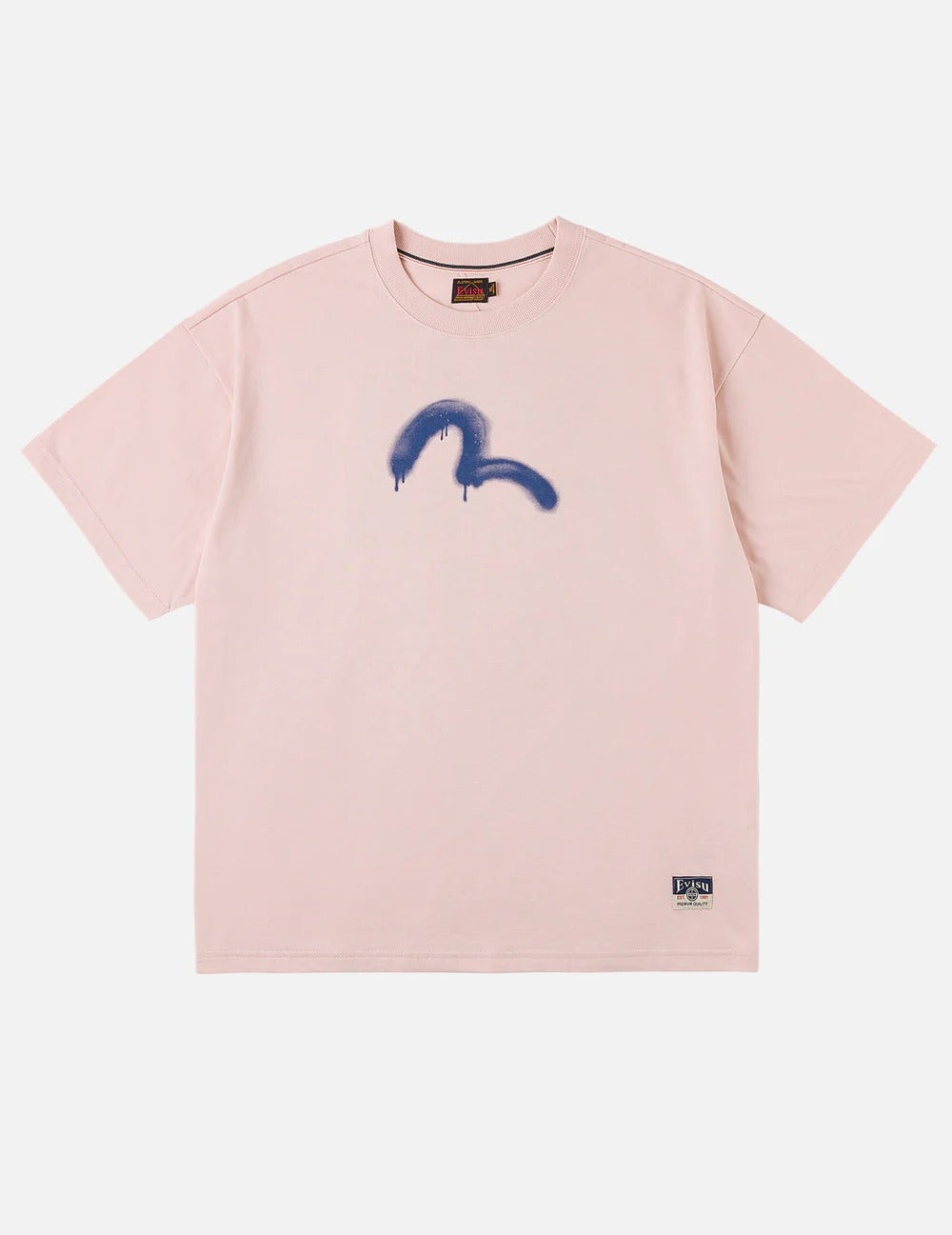 T-Shirt Evisu Angel Graffiti Slogan Rosa Antico