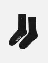 Evisu Seagull Embroidery Long Socks Black