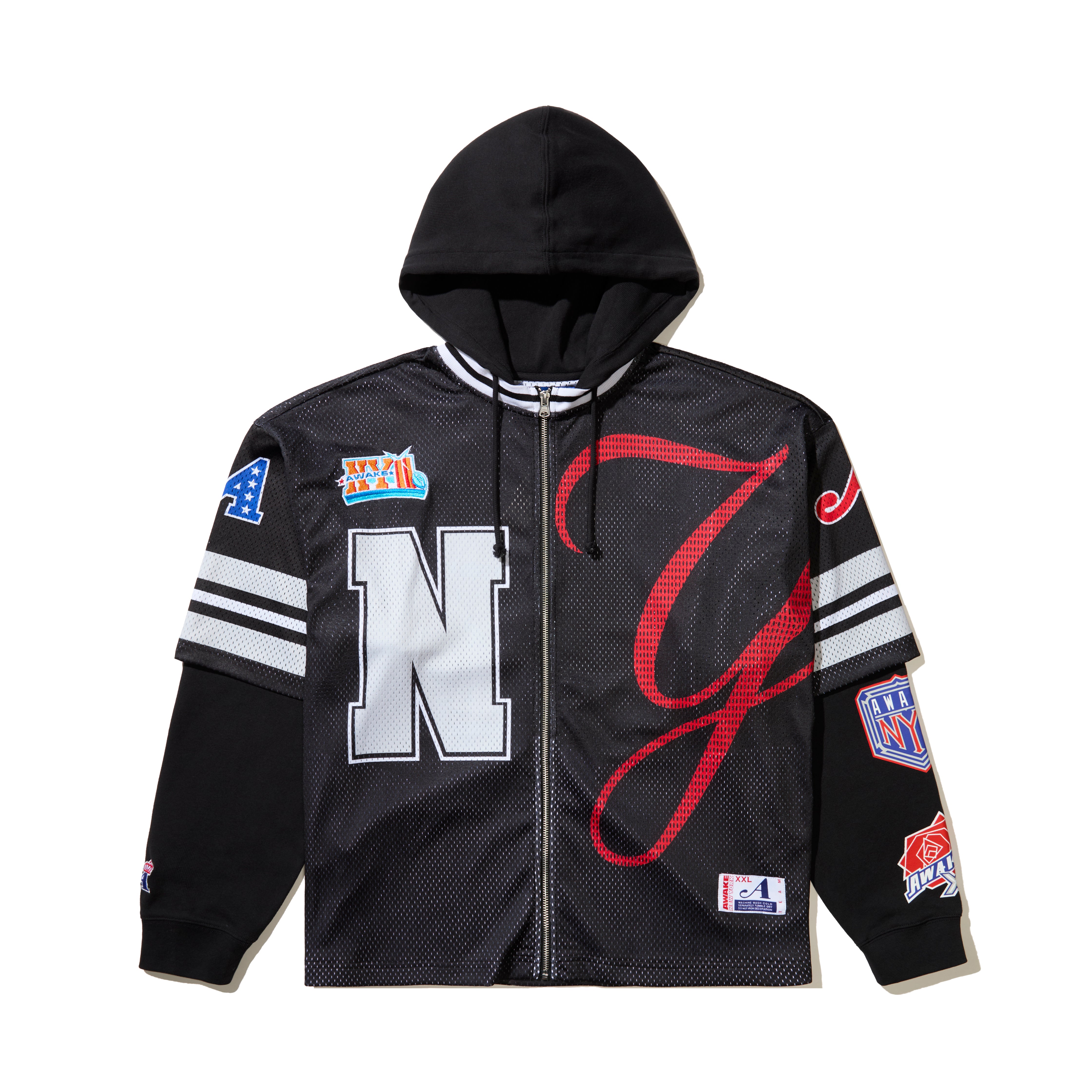 Awake Ny Headcrack Champs Jersey Zip Hoodie Black