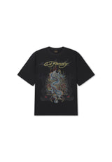 Ed Hardy Dragon City Diamante Tee Black