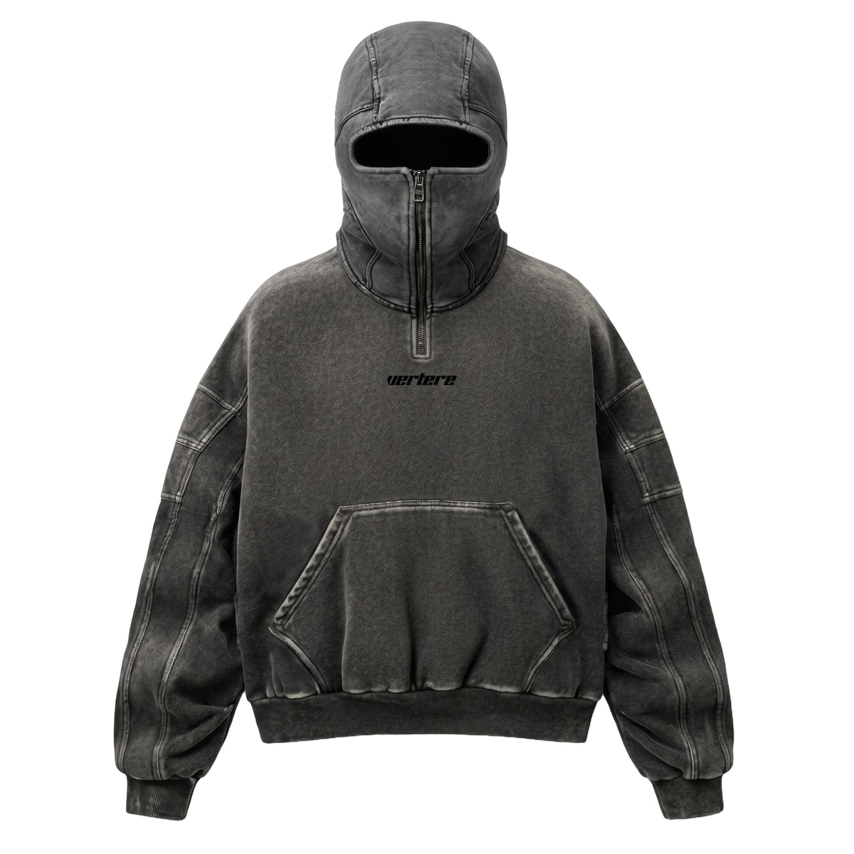 Vertere Berlin Cypher Quarter Zip Hoodie Washed Black