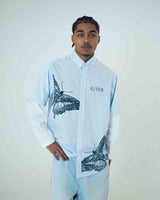 Iuter Butterfly Stripes Double Ls Shirt Light Blue