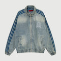 Giacca in denim sportiva con agopuntura blu