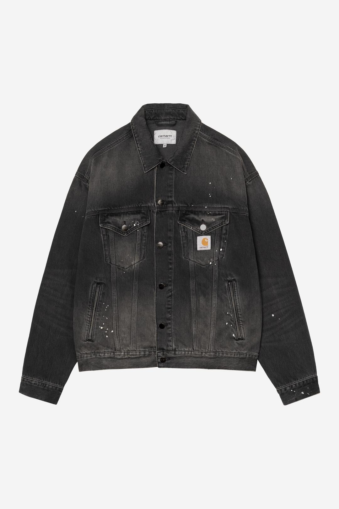Carhartt Wip Helston Jacket Black Destroy Wash Splatter