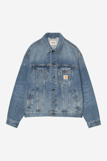 Carhartt Wip Helston Jacket Blue Destroy Wash Splatter