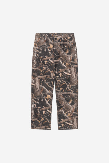 Carhartt Wip Single Knee Pant Camo Feather Tree Black Heavy Stone Wash