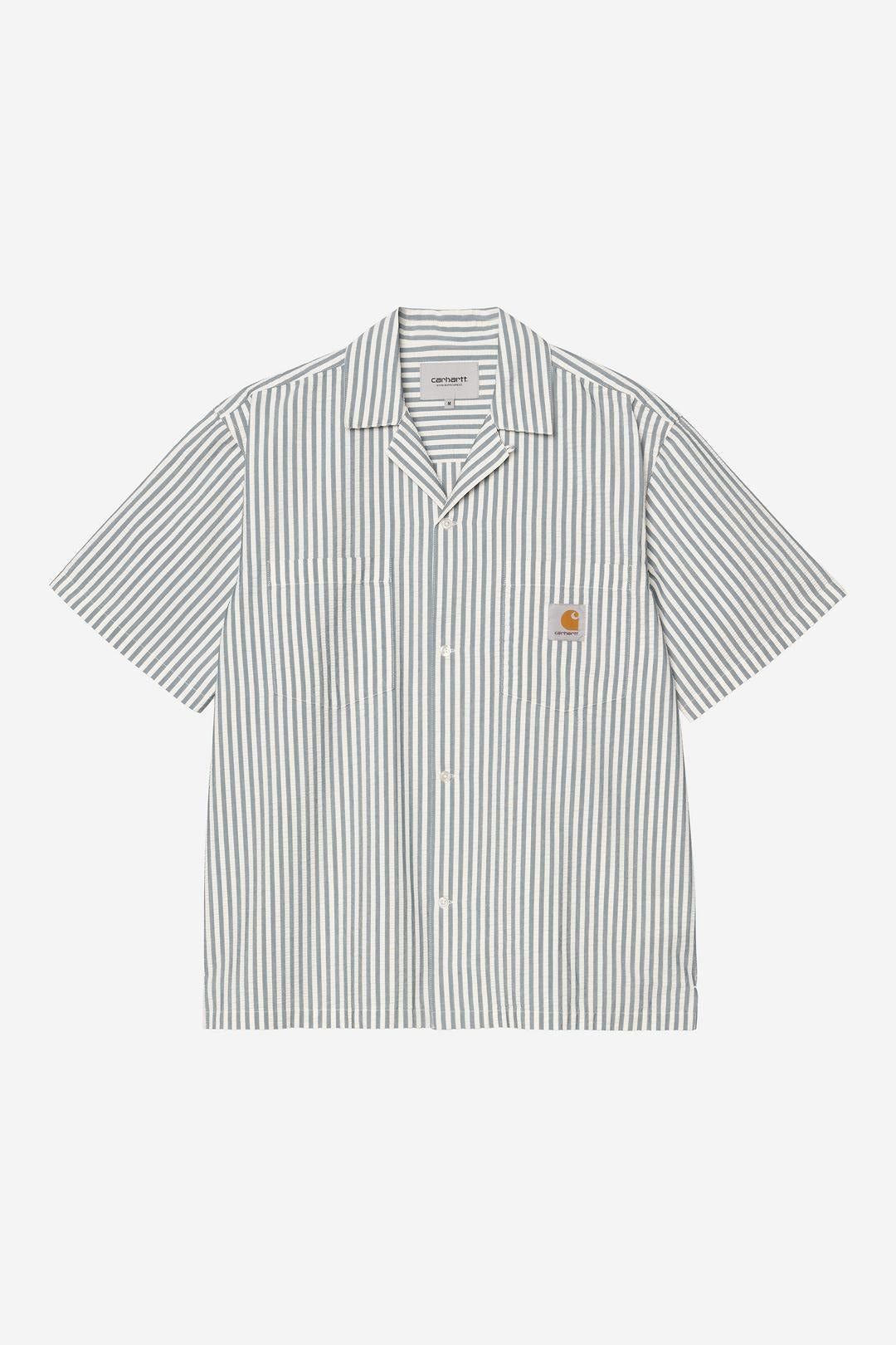 Carhartt Wip Leavel Shirt Stripe Blue River Wax