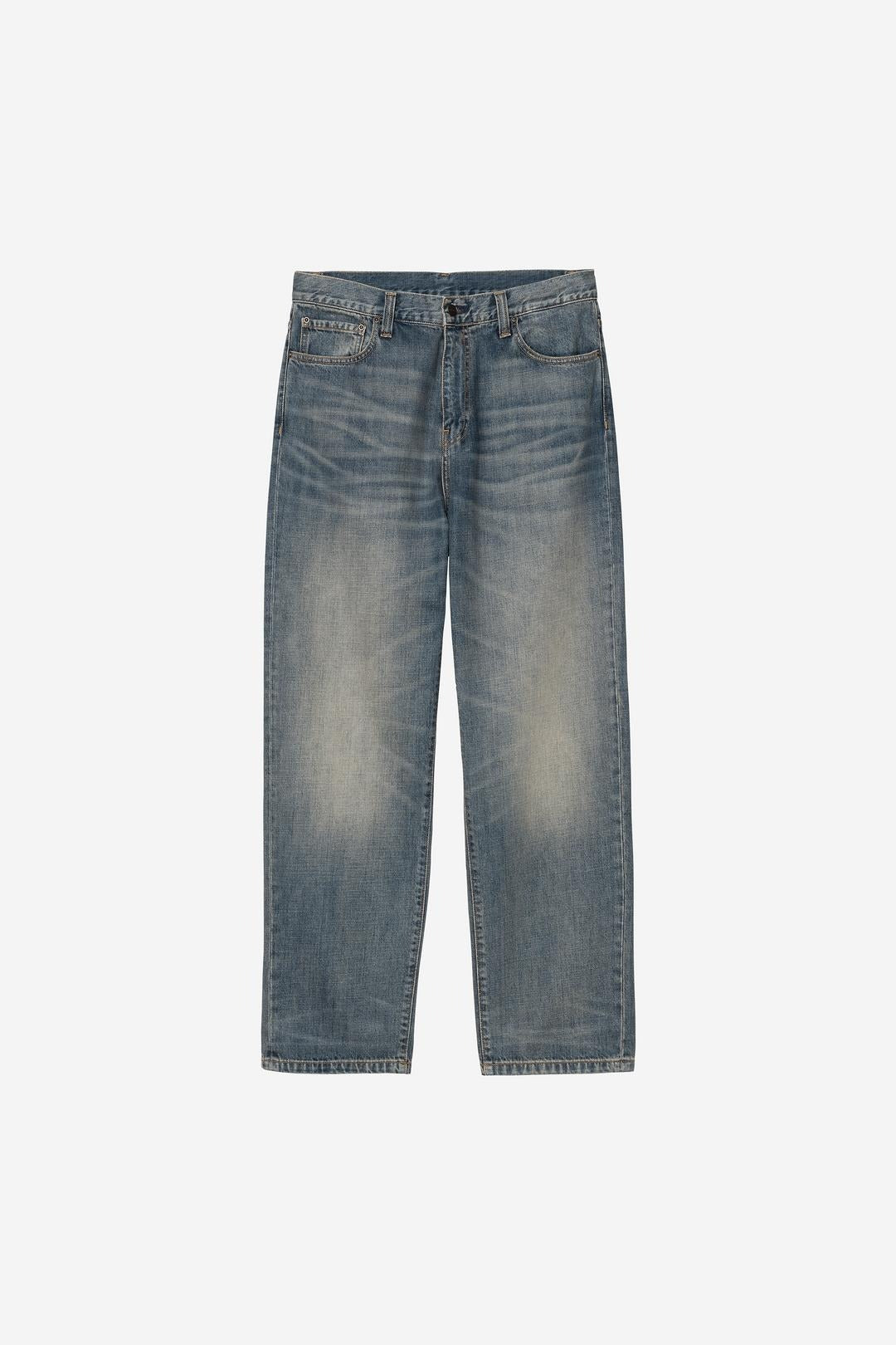 Carhartt Wip Aaron Pant Blue Worn Used Washed