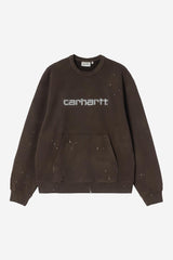 Carhartt Wip Painter Sweatshirt Tobacco Destroy Wash Splatter