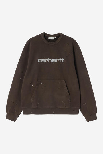 Carhartt Wip Painter Sweatshirt Tobacco Destroy Wash Splatter