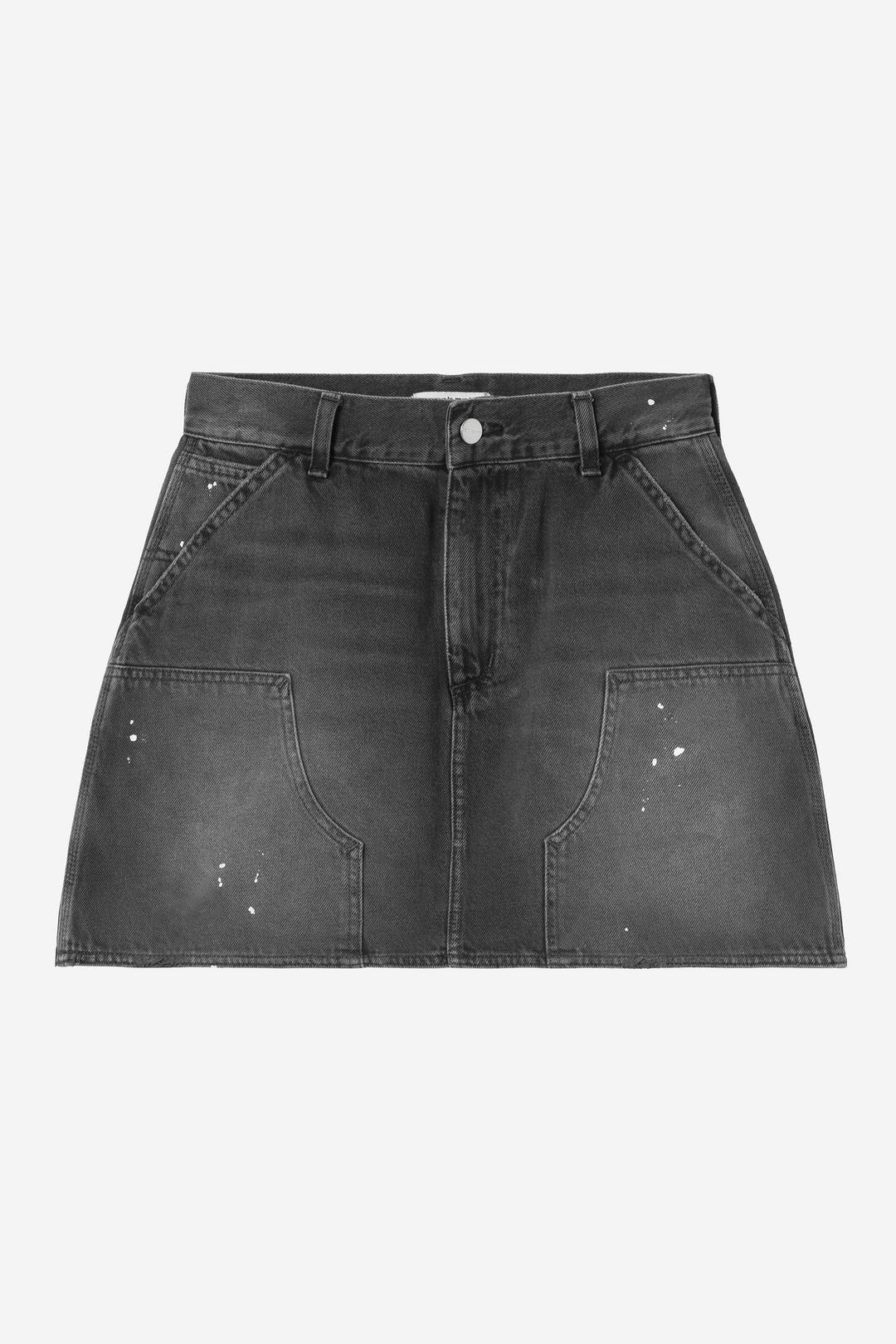 Carhartt Wip Donna W Maeve Double Knee Skirt Black Destroy Wash Splatter