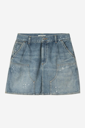 Carhartt Wip Donna W Maeve Double Knee Skirt Blue Destroy Wash Splatter