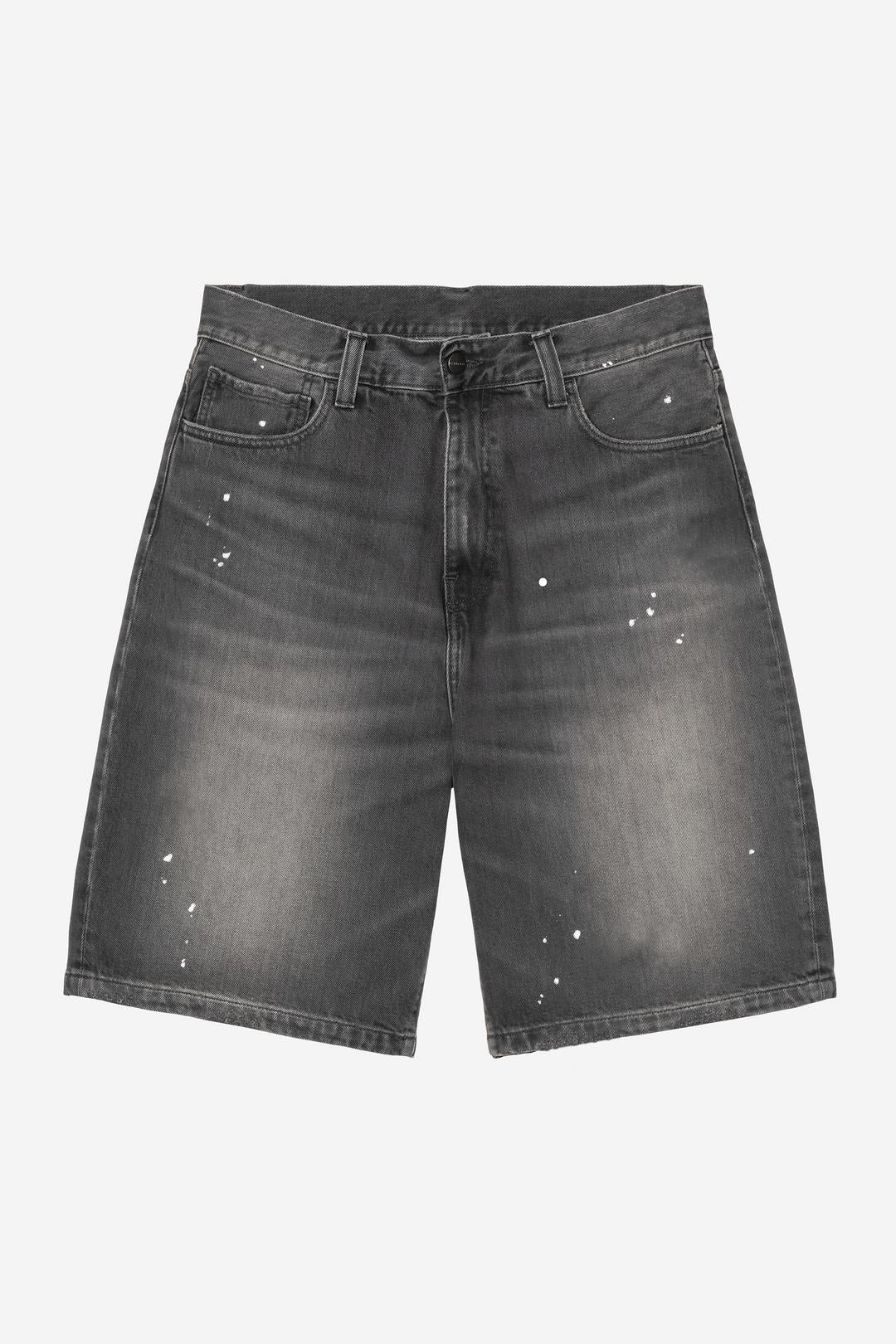 Carhartt Wip Pantaloncini Landon Black Destroy Wash Splatter
