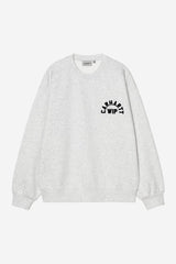 Carhartt Wip Arch Script Sweat Ash Heather Dark Navy Stone Washed