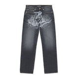 Iuter Damage Loose Denim Pants Charcoal