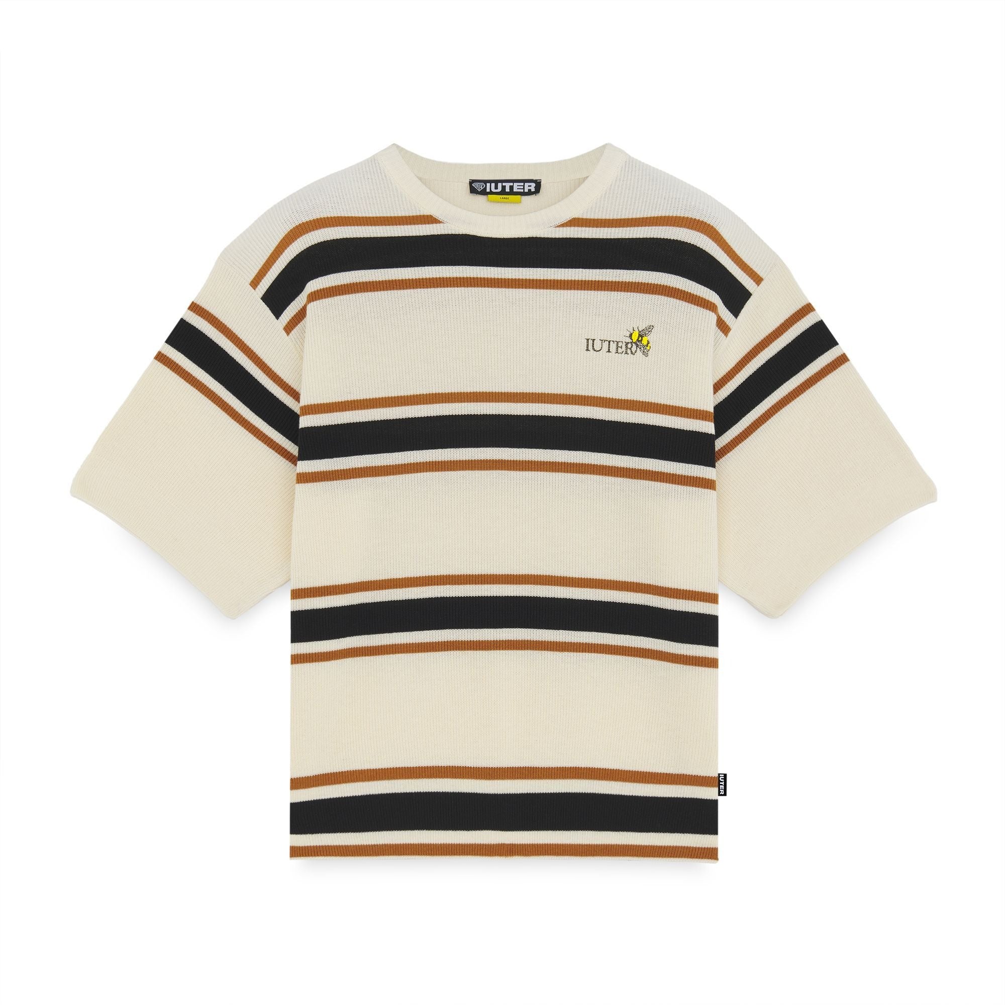Iuter Harmony Striped Knit Over Tee Ivory