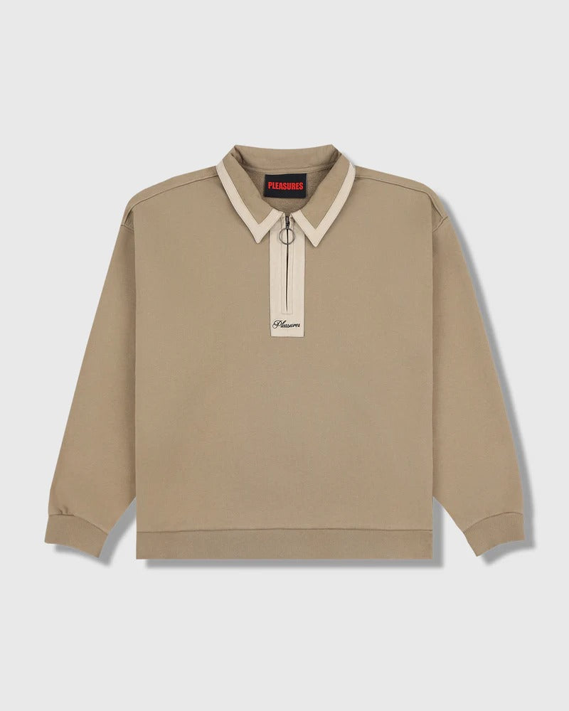 Pleasures Drift Zip Polo Tan