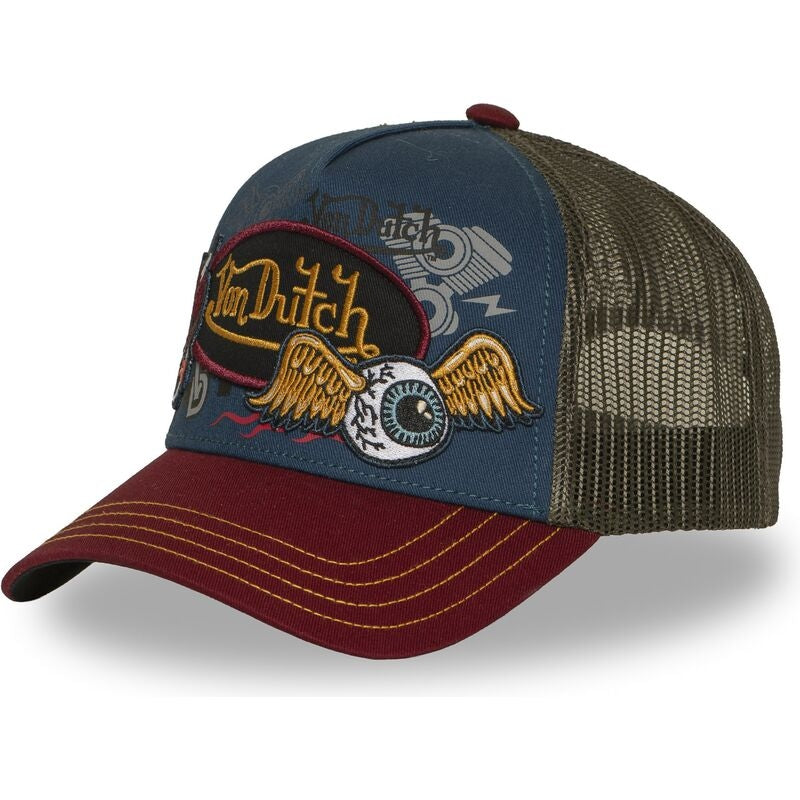 Von Dutch Patch Blue Maroon Olive A Frame Trucker
