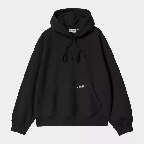 CARHARTT WIP HOODED LABEL SCRIPT SWEAT BLACK